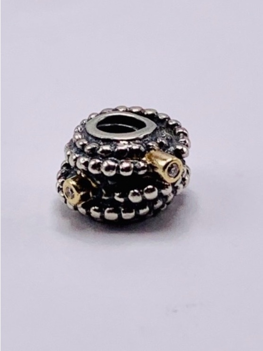 Pandora 14k 🛍️ Gold & 925 S/S “Entanglemed Beauty” charm w/ diamonds 💎 790277D
